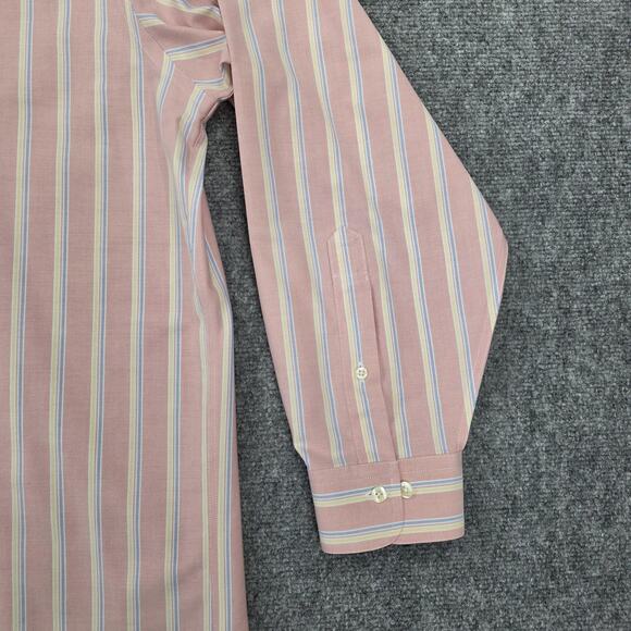 Brooks Brothers Shirt Mens XL Pink Striped Woven Oxford Cloth Supima Button Down - Picture 16 of 16